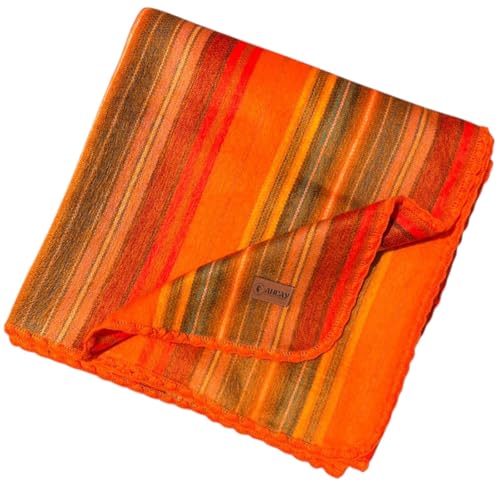 Alpaca Wool Throw Blanket 95" x 65", Orange, Queen | Ultra-Soft, Warm & Breathable, Hypoallergenic, Non-Itchy, Lightweight - color: Orange, size: Queen (95" x 65")