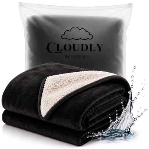 Waterproof Blanket for Bed, 60" x 80" Waterproof Throw Blanket, Leakproof Bed Protector, Absorbent, Spill Proof, Stain Resistant, Reversible Sherpa & Micro Velvet, Machine Washable - color: Black