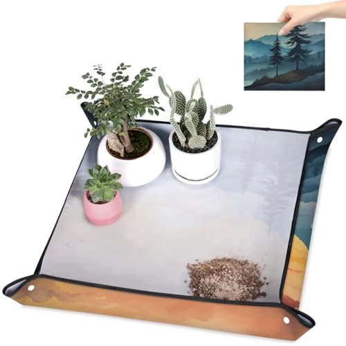 Repotting Mat for Indoor Plants Beautiful Sunset Mountain Waterproof Potting Mat for Mess-Free Gardening, Foldable & Portable Planting Mat, Gardening Gifts & Bonsai Tools - color: Beautiful Sunset Mountain, size: 19.7x19.7"