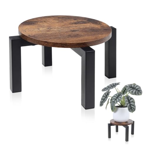 Vigordream Plant Stand Indoor, Heavy Duty Sturdy Metal Plant Pot Holder | Modern Wooden Planter Stool, Single Flower Pot Stands Low Short Planter Riser Flower Table Fits 5-10 Inch Pots - size: Small