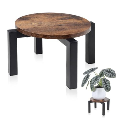 Vigordream Plant Stand Indoor, Heavy Duty Sturdy Metal Plant Pot Holder | Modern Wooden Planter Stool, Single Flower Pot Stands Low Short Planter Riser Flower Table Fits 5-10 Inch Pots - size: Small