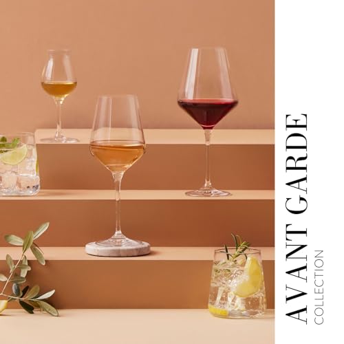 Krosno Red Wine Glasses 4-Piece 16.6 oz Avant-garde Collection, Perfect for Home, Restaurants & Parties, Dishwasher Safe, Thin Rim, Long Stem | Lead-Free Crystal Glass | White rose wine, drinking glass, water, cocktail, aperol, Lead-Free Crystal, Dishwash