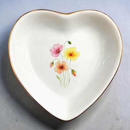 Birth Month Flower Ring Jewelry Dish Tray-Floral Ring Holder for Hippie,Nature,Pace-Birthday Gifts for Mom,Mother-in-law,Step Mom,Aunt,Grandma,Sister,Friends (8 - August (Poppy)) - style: 8 - August (Poppy)