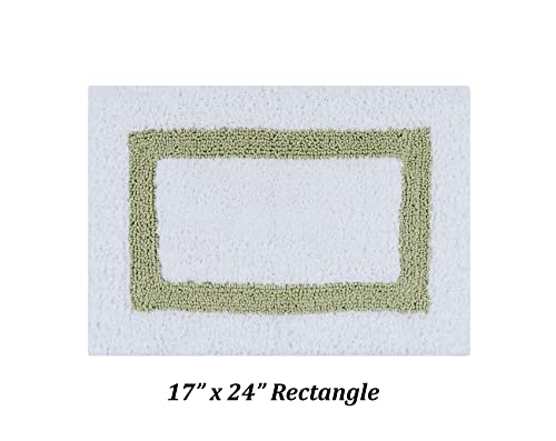 Better Trends 100% Cotton Hotel Collection Bath Mats Set, White & Sage Mats - Tufted, Reversible & Absorbent & Machine Washable 2 Piece Bathroom Rug Set, Shower & Sink Bath Rug - color: White & Sage, size: 2 Piece Set (17" x 24" | 24" x 40")