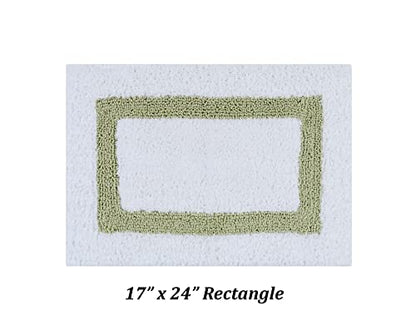 Better Trends 100% Cotton Hotel Collection Bath Mats Set, White & Sage Mats - Tufted, Reversible & Absorbent & Machine Washable 2 Piece Bathroom Rug Set, Shower & Sink Bath Rug - color: White & Sage, size: 2 Piece Set (17" x 24" | 24" x 40")