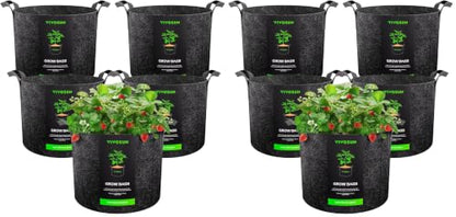 VIVOSUN 10-Pack 15 Gallon Plant Grow Bags, Heavy Duty Thickened Nonwoven Fabric Pots with Handles - color: Black, size: 15 Gallons (Pack of 2)