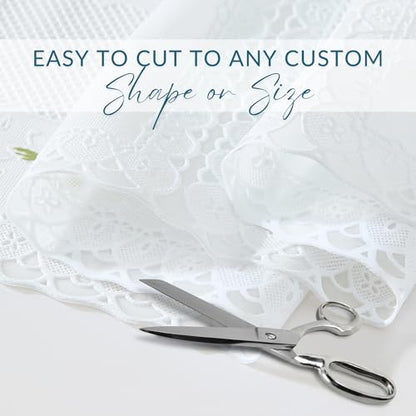 Threadmade Floral Lace-Inspired 3-Yard Cut-to-fit Vinyl Tablecloth/Table Protector, White - 54" W x 108" L - color: Floral White
