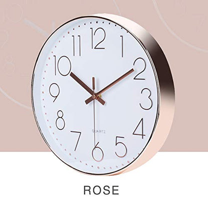 12 Inch Battery Operated Silent Non-Ticking Wall Clock, Quality Quartz Sweep Rose Gold Wall Clock for Home Bedroom School - color: Rosegold, size: 12 Inch