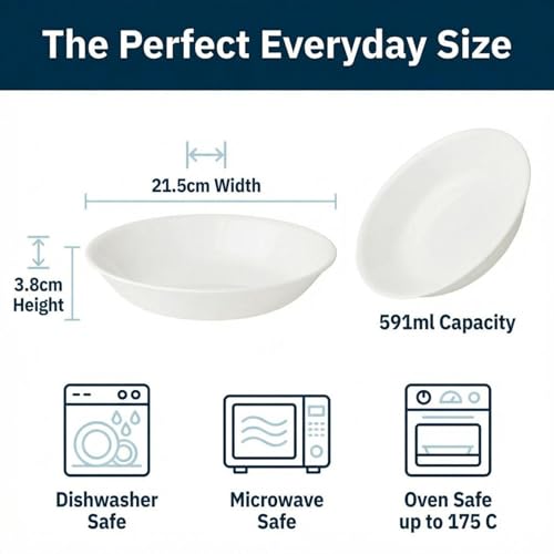 Corelle Vitrelle 6-Piece Bowl Set Triple Layer Glass and Chip Resistant, 20-Oz Lightweight Round Bowls, Winter Frost White - size: 20oz Bowls