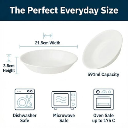 Corelle Vitrelle 6-Piece Bowl Set Triple Layer Glass and Chip Resistant, 20-Oz Lightweight Round Bowls, Winter Frost White - size: 20oz Bowls