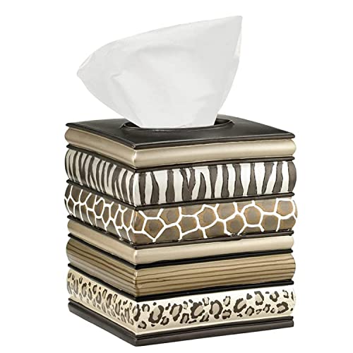 Resin Tissue Box Cover for Modern Home Decor - Minimalist Square Tissue Box Holder for Guest Room, Bedroom, Bathroom, Tabletop & Office - Durable and Aesthetic Tissue Holder, Safari Stripes - color: Safari Stripes