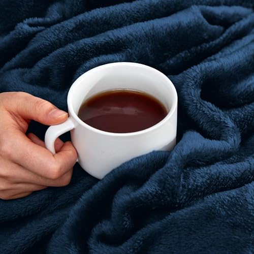 SLEEP ZONE Navy Fleece Blanket Super Soft Cozy Throw Flannel Blanket, Lightweight Comfy Fuzzy Blanket Plush Throw Blankets for Couch, Sofa, Bed, Camping, Travel, 90x90Inches - color: Navy, size: Full/Queen (90x90 inches)