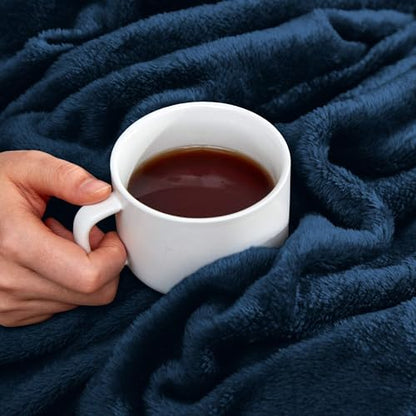SLEEP ZONE Navy Fleece Blanket Super Soft Cozy Throw Flannel Blanket, Lightweight Comfy Fuzzy Blanket Plush Throw Blankets for Couch, Sofa, Bed, Camping, Travel, 90x90Inches - color: Navy, size: Full/Queen (90x90 inches)