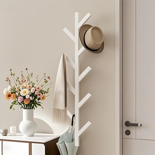 Prywot 2PK Vertical Hat Rack, Metal Coat Rack Wall Mounted, White, 37.8" | 9 Hooks, Space-saving wall-mounted design, for Hats, Jackets, Coats, and Bags - Suitable for Entryways and Bedrooms - color: White(2 Pack)