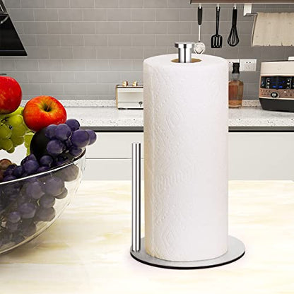 Paper Towel Holder Countertop, OBODING, Stainless Steel Kitchen Paper Towel Holder Stand for Kitchen Organization, Stainless Steel Paper Towel Holders for Standard and Large Rolls (Silver) - color: Silver