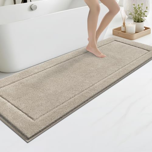 anllugs Bathroom Rugs, Non-Slip Bath Rugs, 24" x 60", Beige | Extra Soft, Super Absorbent, Machine Washable, Quick Dry, Bath Mats for Shower and Bathtub, TPR Backing, Runner Rugs - color: Beige, size: 24" X 60"