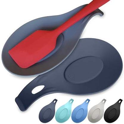 Silicone Spoon Rest for Stove Top, Set of 2, XL 9.2 Inch, DISHWASHER SAFE | NON-STICK Surface for Quick Cleanup, Non-Slip, Safe for Glass and Induction Cooktops, Raised Edges Catch Drips, Cool Gray - color: Cool Gray - 2 Pcs