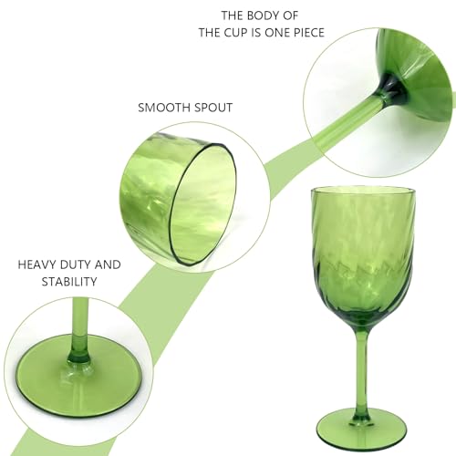 Yalin Set of 6 Unbreakable 15 oz Acrylic Plastic Wine and Water Tumbler Stackable Goblets. (Green, 15 oz) - color: Green, size: 15 oz