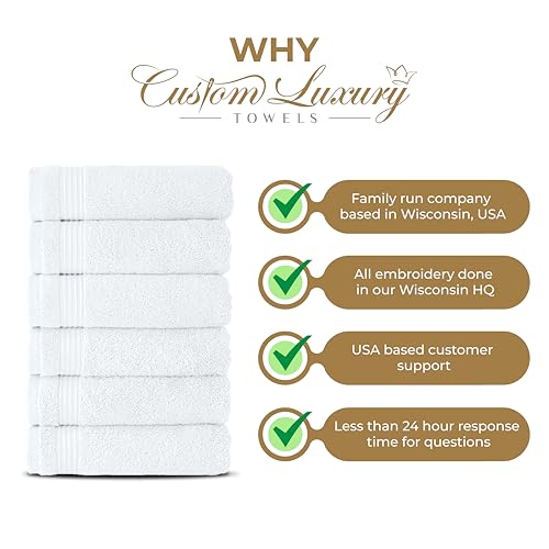 Personalized Hand Towels | Set of 2 | Choose from 12 Fonts | Genuine Turkish Cotton | Oeko-Tex Certified | Personalized Towels | Bathroom Hand Towels - color: White - Hand Towels