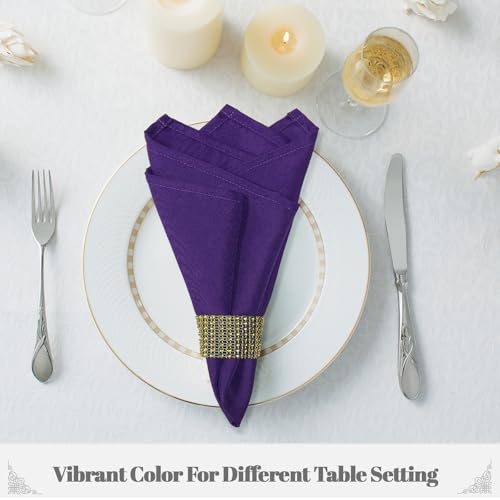 PLOYMONO Purple Cloth Napkins - 8 Pack 17" x 17" Washable Polyester Napkins | Heavy Duty 180 GSM Cloth Napkins with Hemmed Edges - Great for Restaurants, Weddings, Parties, Banquets Dinner - color: Purple