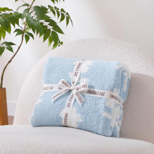 Snuggle Sac Twin Size Bedding Blanket, Blue Flower Throw Blanket for Couch, Microfiber Fluffy Warm Cozy Fuzzy Soft Reversible Blankets, Blue, 60x80 inches - color: Flower Blue, size: Twin(60"x 80")