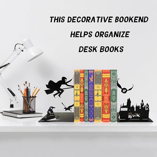 Black Magic Book Stopper Decorative Bookends for Bookshelf | Unique Gifts For Family Friends Kids, Study Room Home Office Decor