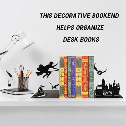 Black Magic Book Stopper Decorative Bookends for Bookshelf | Unique Gifts For Family Friends Kids, Study Room Home Office Decor