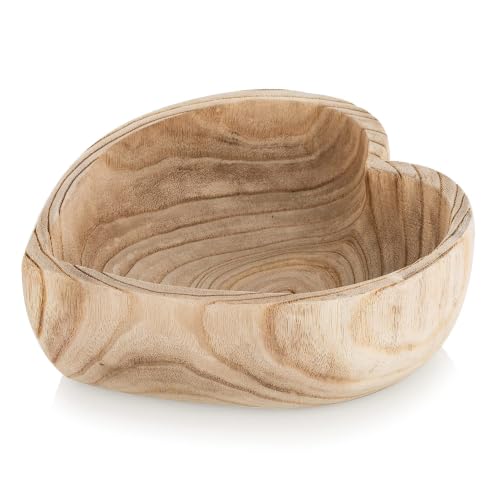 Hanobe Small 7.8" Heart Shaped Wood Decorative Key Bowl for Entryway Table | Catchall Key Bowls for Coffee Table decor, Living Room, Home Kitchen Table Centerpiece - size: 10.23 inches
