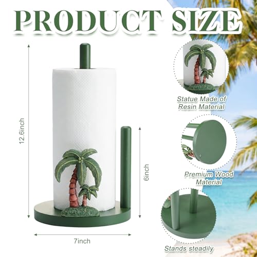 Palm Tree Paper Towel Holder Resin Coconut Tree Kitchen Decor Countertop Toilet Paper Towel Stand 12.5 Inch Green Decorative Tropical Gifts for Coastal Kitchen, Beach House, Home Decor - style: Coconut Tree