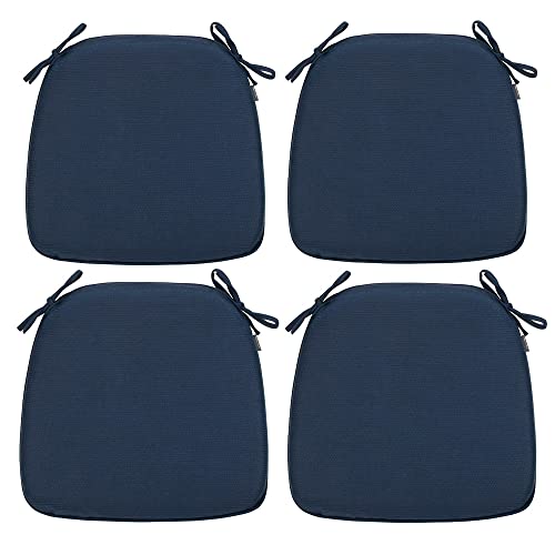Magpie Fabrics Outdoor U-Shape Chair Cushions with Ties (Navy) | 17"x16"x2" Set of 2, Waterproof All Weather Seat Pads Decoration for Patio Garden Furniture Home Office - color: Navy, size: Set of 4