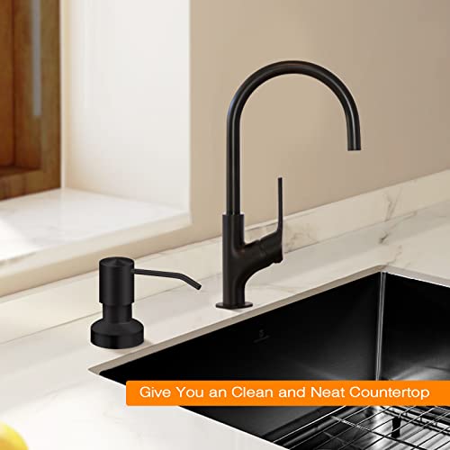 Sink Soap Dispenser for Kitchen Sink, Countertop Built in Sink Soap Dispenser with 47”Extension Tube kit, No Need to Fill The Little Bottle Again (Black) - color: Black