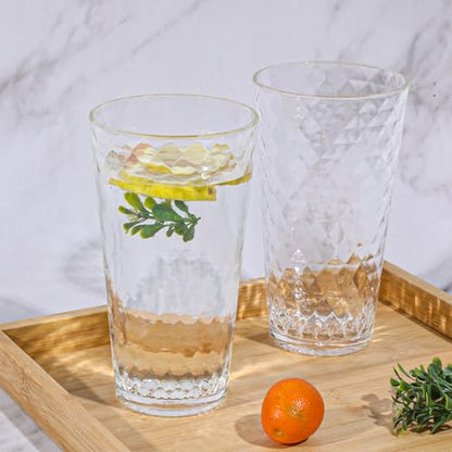BPA-Free Plastic Tumblers 8 Pack (8x22oz) | Reusable Dishwasher Safe | Stackable Shatterproof Cups | Plastic Drinkware & Drinking Tumblers for Restaurant, Home, Party - color: Transparent, size: 8-Pack
