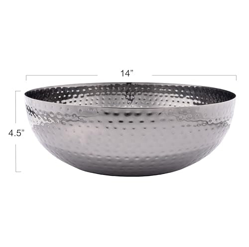 Round Hammered Metal Bowl, Oxidized Silver - color: Oxidized Silver