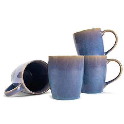 Elanze Designs Reactive Glaze 17 ounce Ceramic Curved Body Mugs Set of 4, Ocean Sunrise - color: Ocean Sunrise