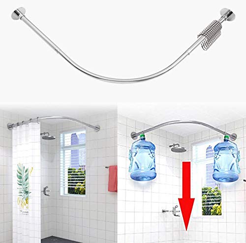 Corner Shower Curtain Rod Adjustable Stainless Steel L Shaped Rack Drill Free Install for Bathroom, Bathtub, Clothing Store (27"-39"x27"-39") - color: Silver, 27"-39"x27"-39"