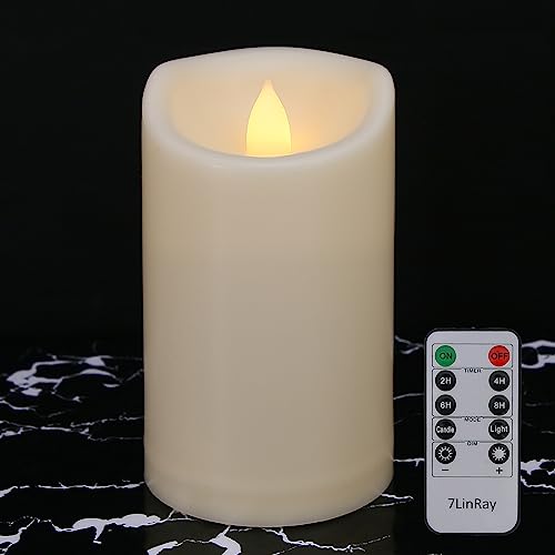 Flickering Flameless Candles with Remote and Timers, Waterproof Outdoor Indoor Battery Operated LED Pillar Candles for Home Wedding Decor, Ivory Plastic, D3 X H6, 1 Pack - color: 1 Pack-D3"x H6"