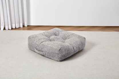Floor Cushion Pillow, Portable Large | Meditation Adult Sitting Pillow with Handle for Tatami, Living Room & Yoga (1, Square, Gray, 22 x 22 x 6 inches) - color: Square, Gray