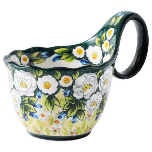 ALMA 16oz Soup Bowl with Handle Microwave Safe, Soup Bowl for Gift shoppers | Bowl for Soup,Yogurt,Snack,Chip,Stew,Ice cream,Perfect for Thanksgiving soups and mulled wine,Gift Box, Dishwasher Safe - color: Country Jasmine