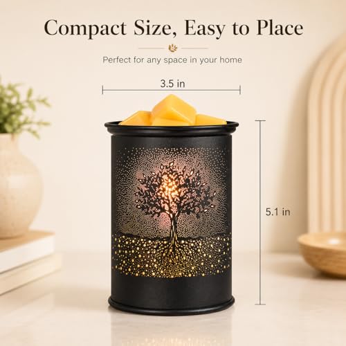Metal Wax Melt Warmer Tree Candle Wax Warmer for Scented Wax Melter | Electric Wax Melts Wax Cubes Black Candle Lamp for Home Office Decor,Wax Burner as Gifts for Mom Grandma Women Girls - style: Tree