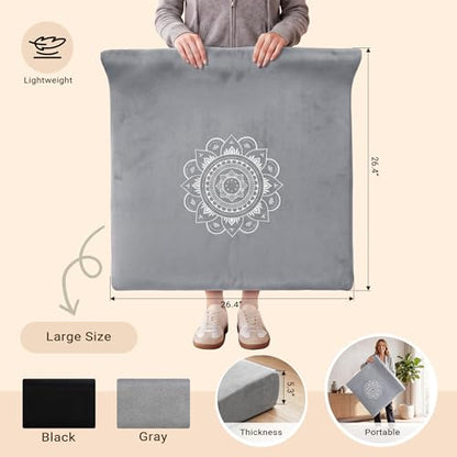 Meditation Cushion Set with High-Density Foam : 26.4" Large Floor Pillow for Yoga, Meditation, Sitting，Zafu & Zabuton Removable Washable Luxe Velvet Cover - color: C