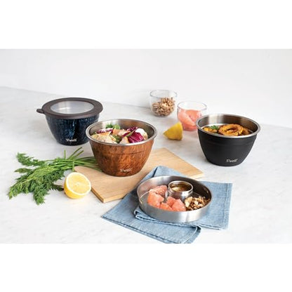 S’well Stainless Steel Salad Bowl Kit, Teakwood Finish, Includes 2oz Condiment Container and Removable Tray, Leak-Proof and Easy to Clean, Dishwasher Safe, 64oz (Pack of 8) - color: Teakwood, size: 64oz (Pack of 8)