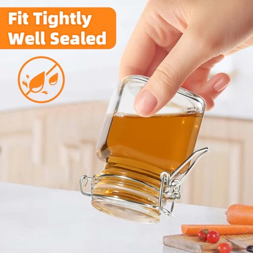 SKOCHE Spice Jars 20 Pack Small 4 oz Glass Jars Spice Jars Herb Jars | Spice Herb Jars with Airtight Hinged Lids, 4oz Glass Jars with Labels and Silicone Funnels Ideal for Spice Herbs - size: Small