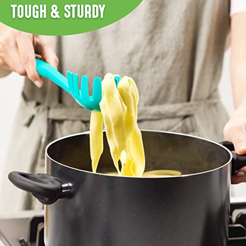 GreenLife Cooking Tools and Utensils, 7 Piece Nylon Set including Spatulas Turner Spoons and Tongs, Dishwasher Safe, Caribbean Blue - color: Caribbean Blue