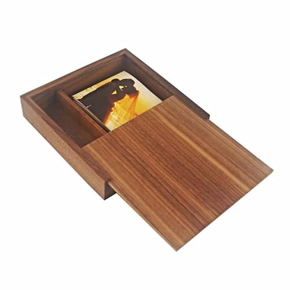 Walnut Wood Storage Box with Compartments | Handmade Gift Keepsake Organizer for Photos, USB Drives, Rings, Small Items | 6.7x6.7x1.4 inches (17x17x3.5cm) - color: Walnut Box-DHH-17*17CM