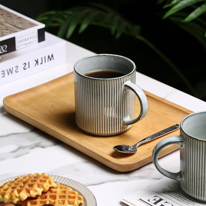 MONITO Coffee Mugs Set of 6, 16 oz Ceramic Coffee Cups with Large Handles | Stoneware Mugs Set Suitable for Lattes, Hot tea, Cappuccinos, Mochas and Cocoa, Microwave & Dishwasher Safe, Smoky Blue - color: Smoky Blue, size: 6PCS