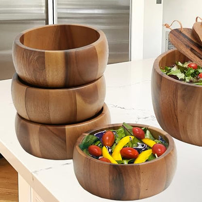 Woodard & Charles Acacia Wood Large Ind. Salad Bowls, 6.5" x 2.5", 24 Pack | Wood Individual Serving Bowls for Salad, Snacks, Fruit, Nuts, Candy, Chips and More. Ideal for Catering, Parties and Events - size: Acacia Wood Individual Bowls-*Pack of 24 Bowls