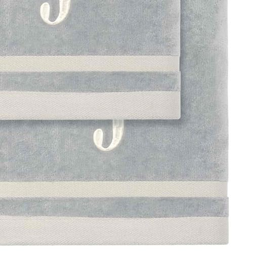 Avanti Linens - Towel Set, Soft & Absorbent Cotton, Embroidered Bathroom Decor, Set of 5 (Monogram Collection, Initial J) - style: J