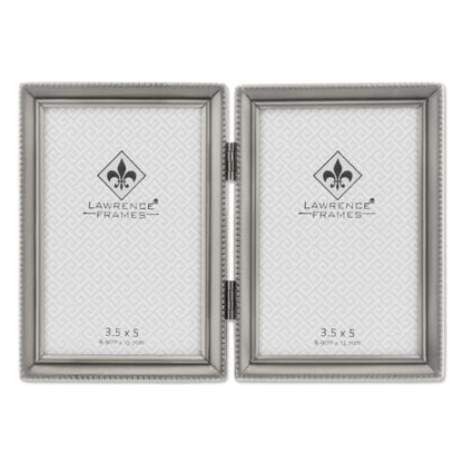 Lawrence Frames Bead Border Design, 3.5x5 Double, Pewter - color: Pewter, size: 3.5x5 Double