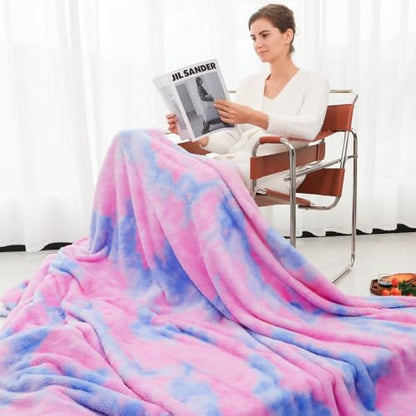 MUGD Soft Blankets Fuzzy Twin Bed Fleece Blanket Kids Warm Throw Blanket for Bed - color: Blue Pink, size: Twin(60"x80"/ 150x200cm)
