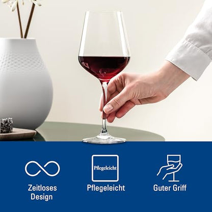 Villeroy & Boch La Divina Collection Bordeaux Goblet, Set of 4, Crystal Glass, 22 oz Capacity | Crystal glass Bordeaux goblets, made in Europe, dishwasher safe, curved lines showcase a classic red's bouquet - style: Bordeaux